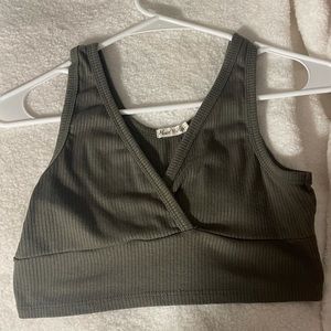 army green crop top